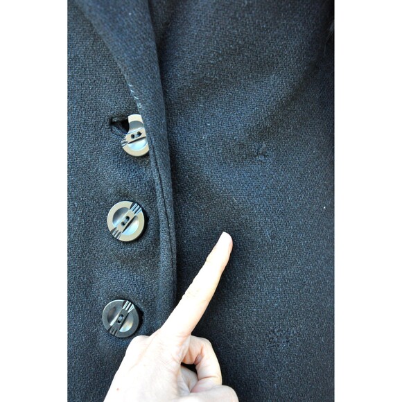 Vintage Wool Coat w/ Huge Fox Fur Collar & Fur on Sleeves Goth Steampunk 80s XS - Picture 7 of 10